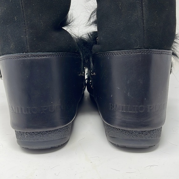 Emilio Pucci Black Shearling Winter Boots - Picture 5 of 11